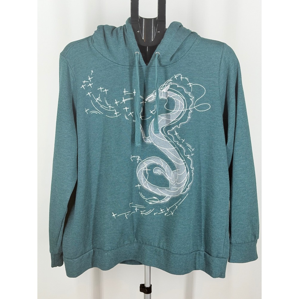 Her Universe Studio Ghibli Spirited Away Haku Dragon Hoodie Teal Green 2X